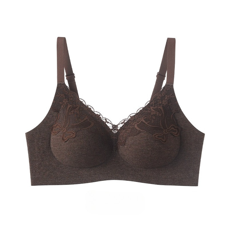 Lace Bralette Set - 女性用ファッション、リブ編みのレースブラレット、ワイヤーなし、バストアップ効果、垂れ下がり防止、サイドを滑らかに整える、ソフトで快適な着心地、婦人下着。
